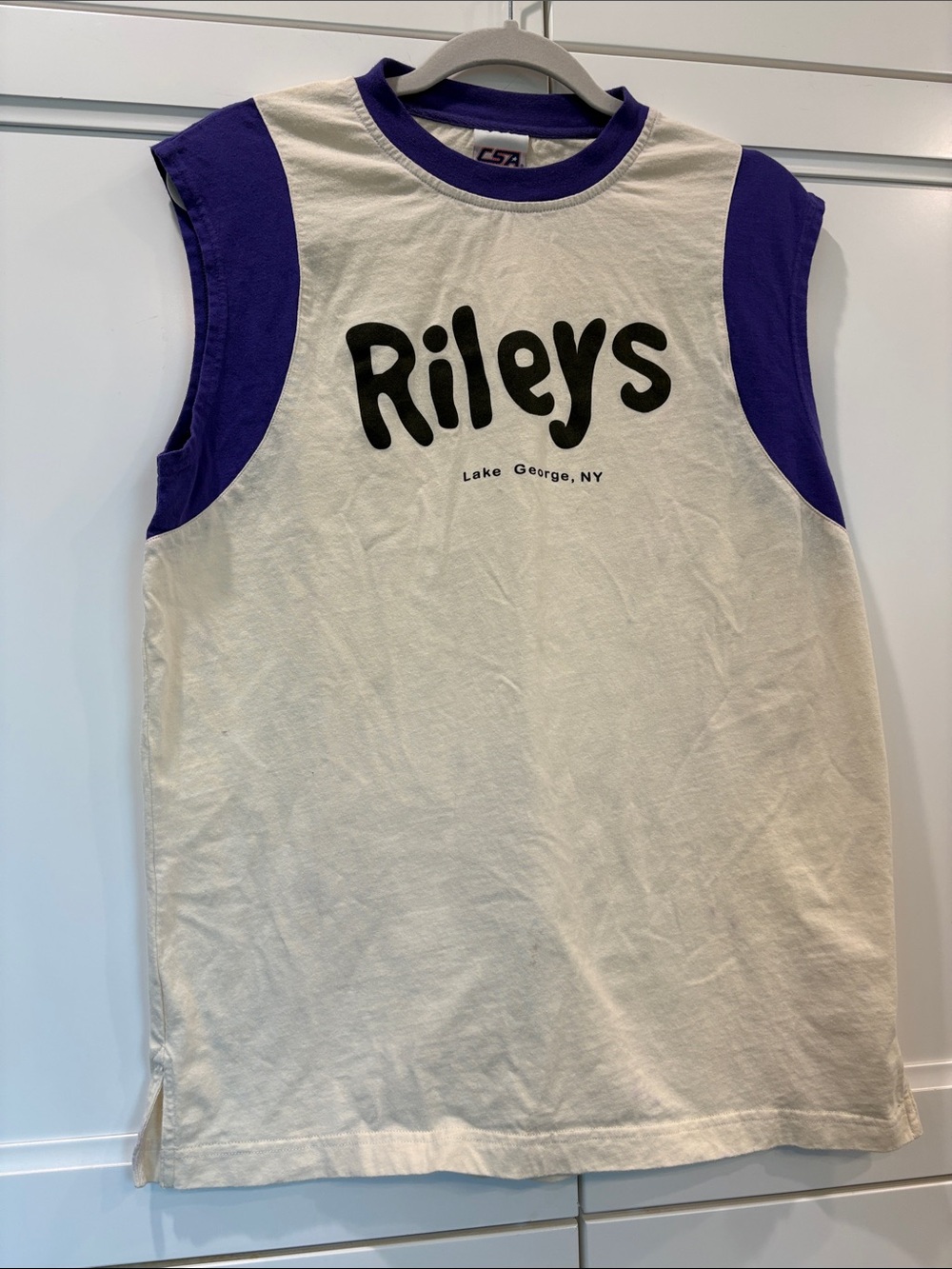 Riley’s LAKE GEORGE Sleeveless Ringer Tank - Purple & Cream